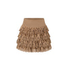 French Country Square Neck Cotton Dress - Brown Skirt