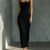 A Line Crepe Dress Soft Drape Lined Bodice - black