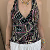 Sequin V-neck Sleeveless - Black