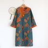 Double-layer Gauze Chinese - Navy Pomegranate Embroidery