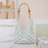 Woven Straw Shoulder Bag - Blue
