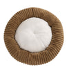 Plush Round Pet Bed - Striped Rabbit Fur Khaki