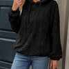 Womens Plush Jacquard Hooded - Black