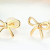 18K Gold Bow Earrings For Women - 18k solid stud earrings with rubber plug