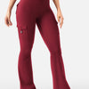 Cargo Pocket Flared Yoga Pants Tummy Control - Burgundy