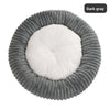 Plush Round Pet Bed - Striped Rabbit Fur Dark Gray