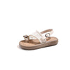 Girls Pearl Sandals Summer Casual Beach Shoes - Off-White