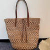 Large Woven Straw Tote Bag - Khaki Commuter