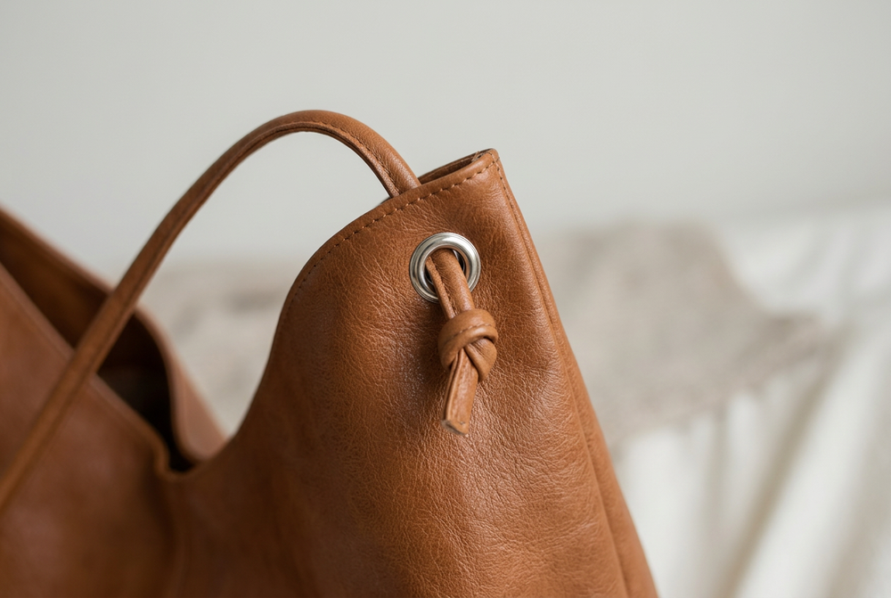 Genuine Leather Bucket Tote