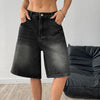 Women's Denim Wide-Leg Shorts - Black