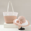 Bow Design Sun Hat and Bag Set - Bow hat set-pink