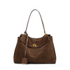 Genuine Leather Frosted Suede - Suede Coffee Large