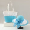 Bow Design Sun Hat and Bag Set - Bow hat set-blue