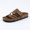 Adjustable Buckle Woven Sandals With Suede Insoles - Brown