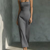 A Line Crepe Dress Soft Drape Lined Bodice - grey