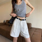 Women's Linen Blend High-Waisted Wide-Leg Shorts