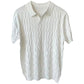 Open lapel johnny collar detail on the mens knitted polo shirt