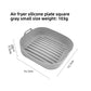 Gray small square silicone air fryer liner tray with a ridged base, about 15.7 by 15.7 cm