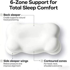 Butterfly memory foam pillow side profile showing the contoured neck support curve