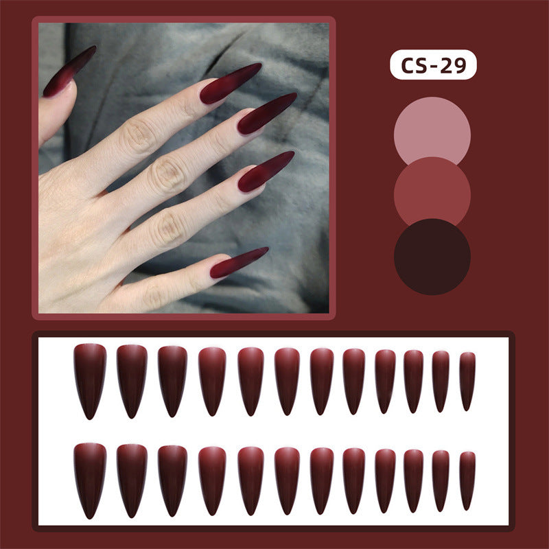 CS01-40 Wearing Nail Art Finished Nail Pieces Long Frosted Nail Pieces | macro material texture detail