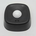 Dog slow feeder lick bowl shown from the front with its ridged tray and center ball