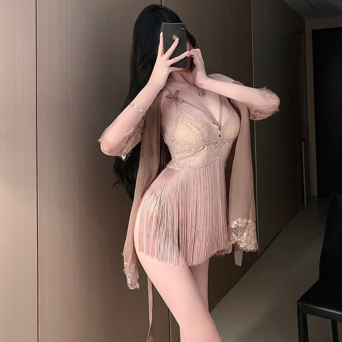 Tassel Lace Strap Nightdress for Women