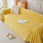 Folded chenille sofa cover presented in its packaging and presentation view