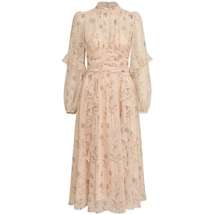 Floral Chiffon Long Sleeve Dress | lifestyle in use scene