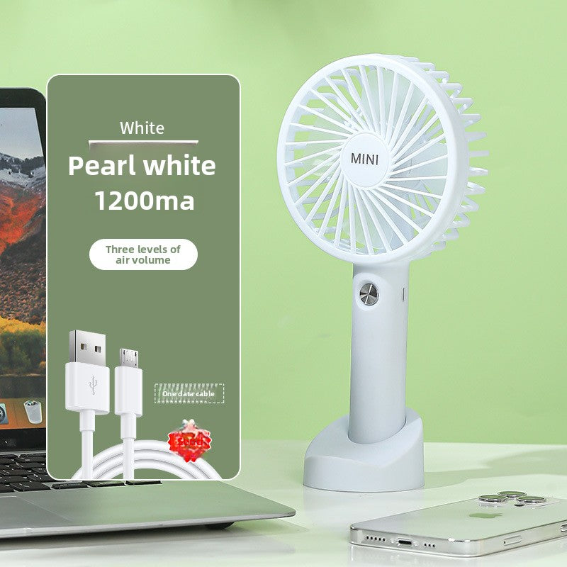 Detail of the USB charging port and finish on the mini handheld fan