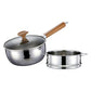 Pure titanium hammered snow pot with a wooden handle and dual pouring spouts