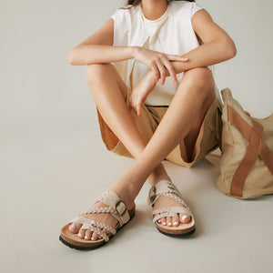 Adjustable Buckle Woven Sandals | side profile detail