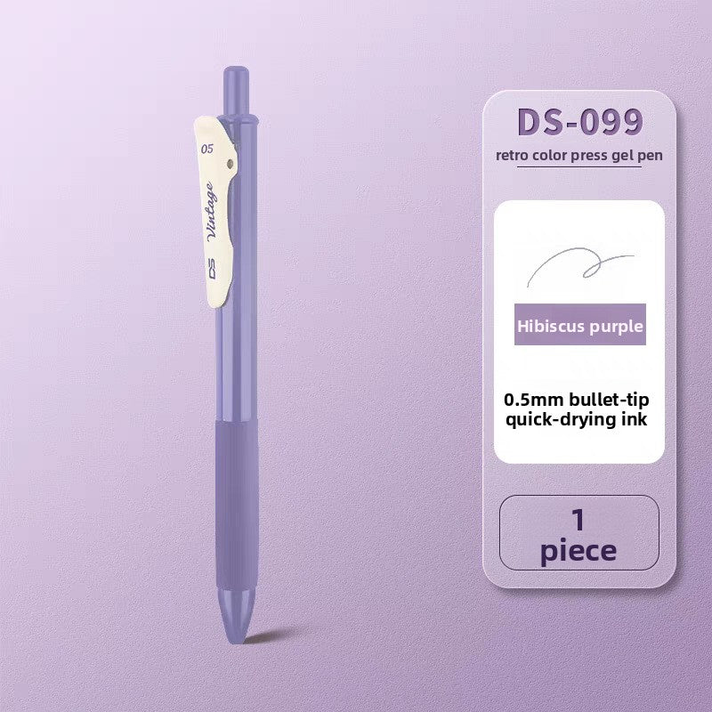 Lavender retractable gel pen on a matching background, labeled Hibiscus purple, Hibiscus Purple 1pc
