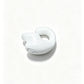 White option, Boxed: white clip-on earphone with a round button on a white background