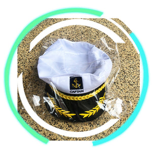 Captain hat side profile showing short stiff brim and contrast base band