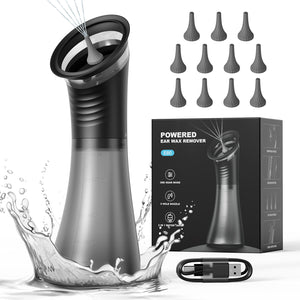 Electric ear irrigation wax remover with graduated water tank, 12 silicone tips and box