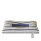 Contoured cotton side sleeper pillow with a hollow ear relief center and neck ridge, striped