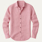 solid Pink mens long sleeve linen look button up shirt