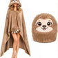 Hooded animal cape blanket in soft flannel with a plush faux fur animal hood