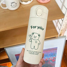Cartoon Bear Double Wall Insulated Stainless Steel Bottle with Flip Lid