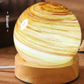 Sunset glass planet night light, amber and cream swirl, gift box, USB rechargeable touch, tri-color