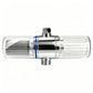 Option Electroplating filter: in-line shower filter with a chrome plated centre body and clear housings