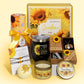 Black mens gift box with a notebook, socks, eye mask, soap, coffee candle and a tumbler