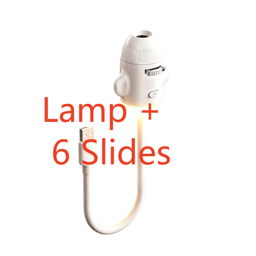 USB star projector shown alone with the maker label Lamp plus 6 Slides in red text