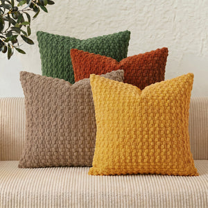 Textured bubble grain cushion cover in a soft solid plush finish