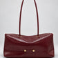 Burgundy red croc embossed shoulder bag with gold ball studs, Stone pattern red option