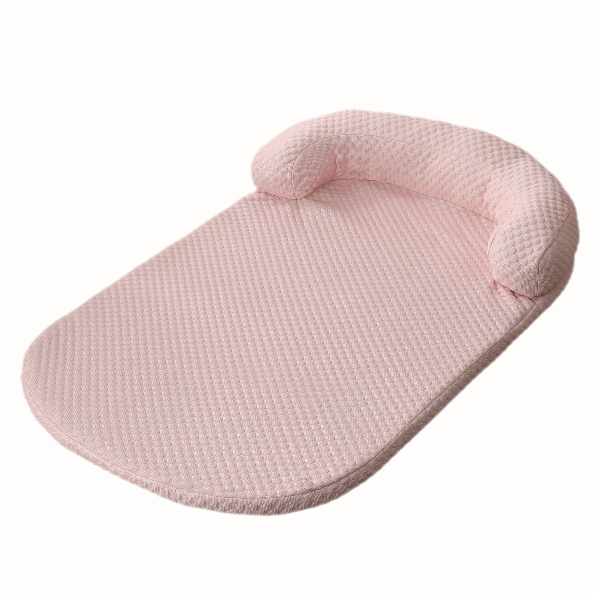 Cool touch summer pet mat with a padded bolster headrest, for cats and dogs
