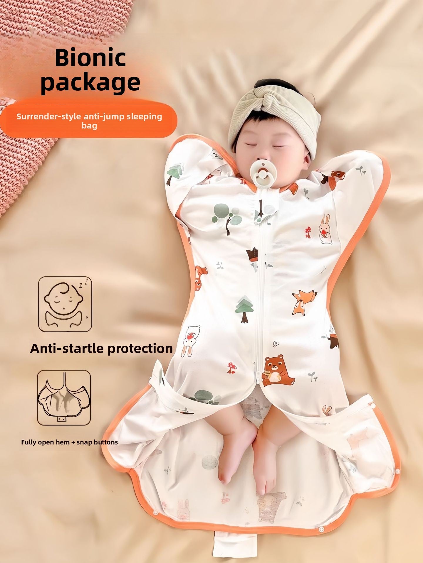 Baby Swaddle Sleeping Bag | scale reference with hand