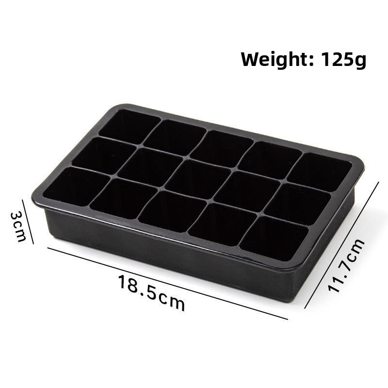 Fifteen cavity cube tray without lid, 18.5 by 11.7 by 3 cm, 125 g, option 15 Cavities Cube Tray, Black