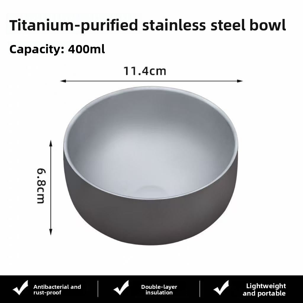 Large and small insulated stainless steel bowls with a grey frosted finish