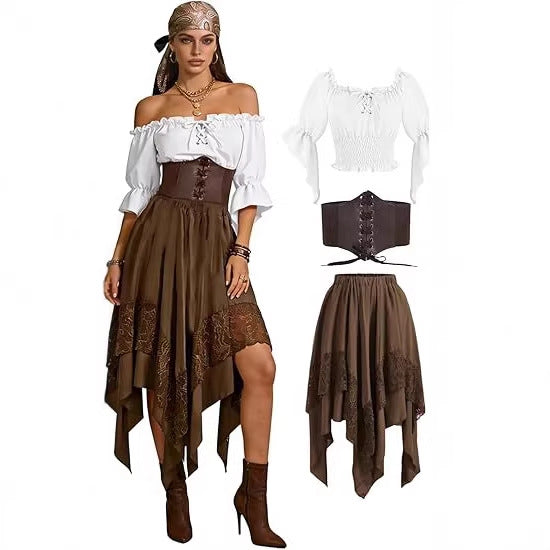 Patchwork dress showing the pointed asymmetrical hemline